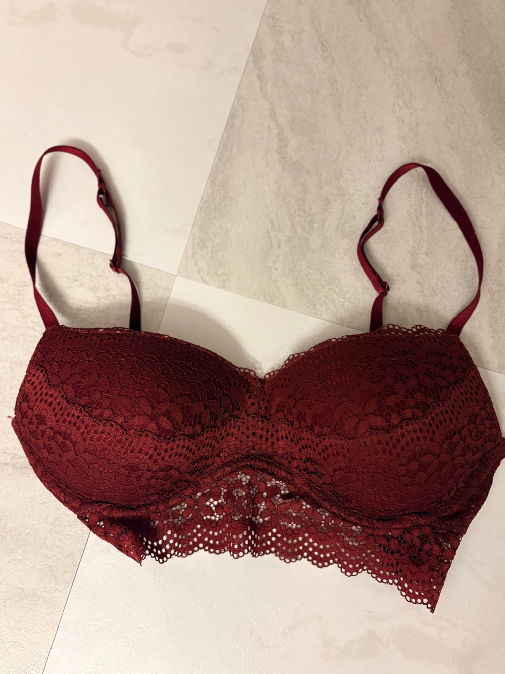 Xhilaration Burgundy Lace Longline Bra